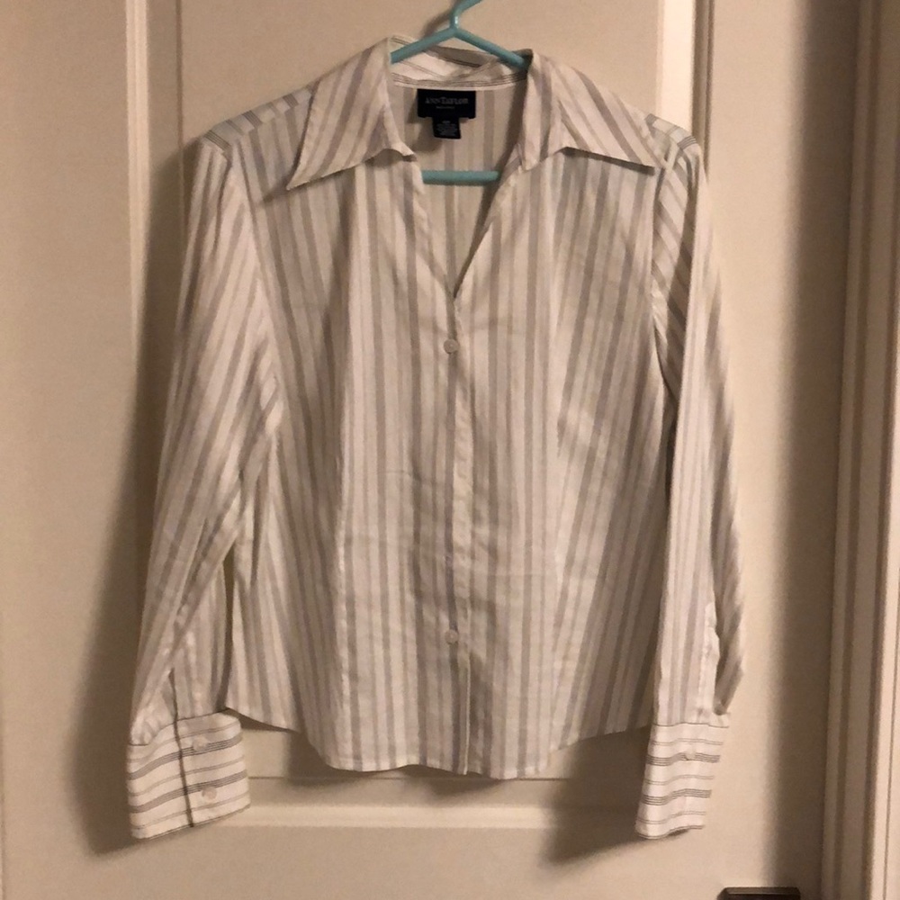 Ann Taylor pin-striped button-down shirt